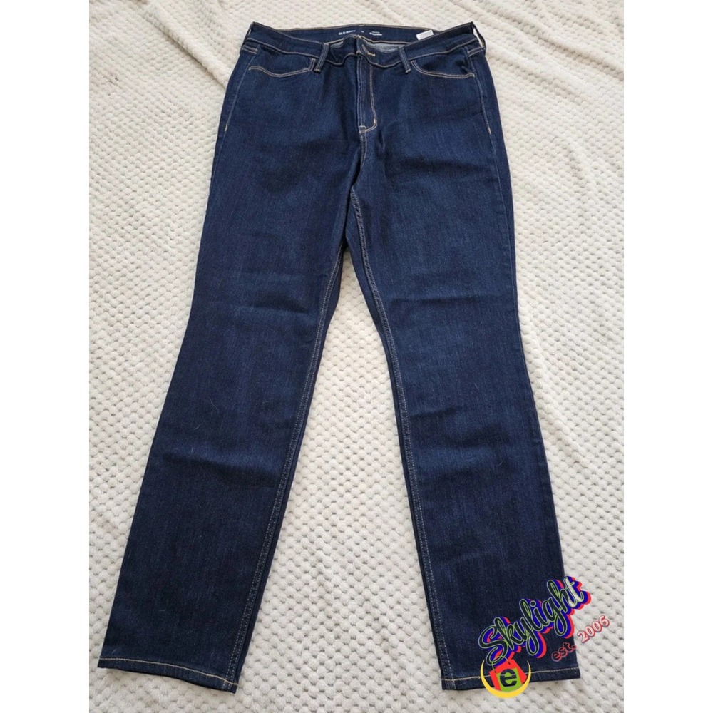 Old Navy Women's Blue Straight Stretch Denim Jeans High Rise Size 14 34x30 Reg